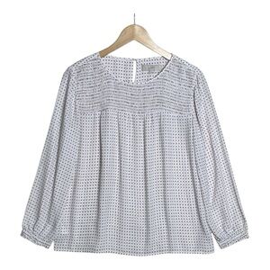 LOFT Smocked‎ Yoke Petal Pink Floral Blouse Flowy Size Small